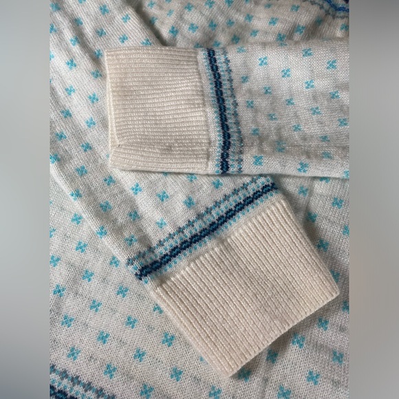 Talbots Sweater L Blue Fair Isle Lambswool Nordic - Picture 6 of 9